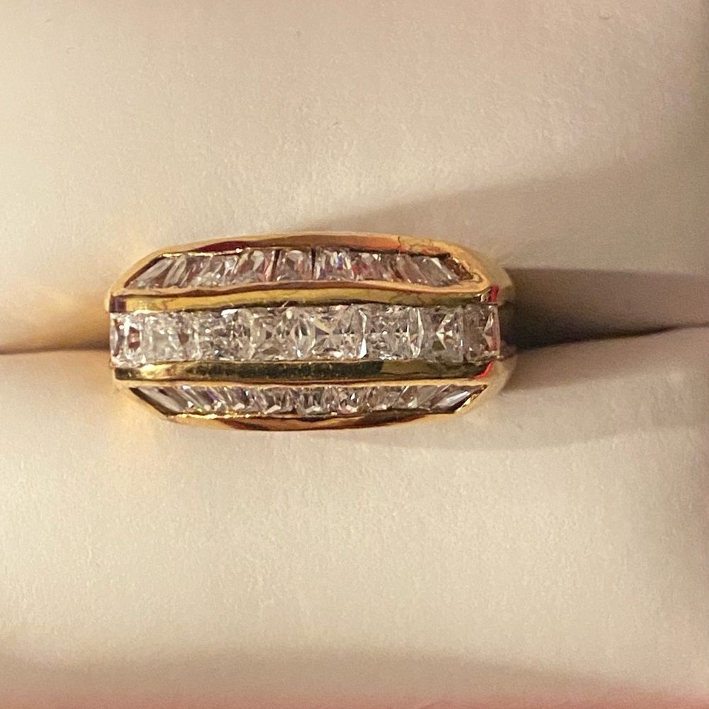 Triple Row Baguette Shape Anniversary Ring